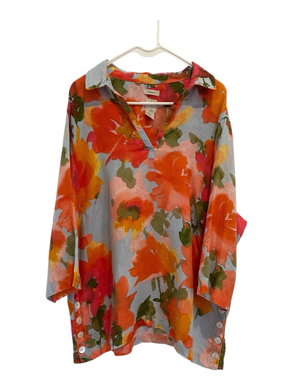 Joie 100% Linen Popover Tunic Top